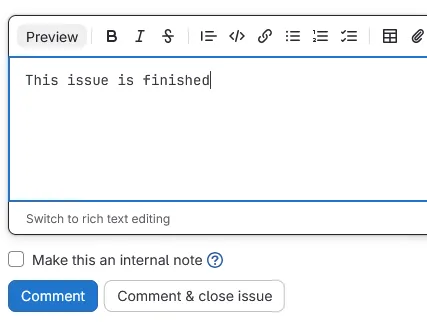 Close issue button