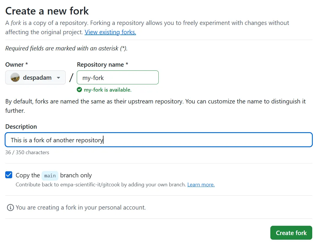Fork page
