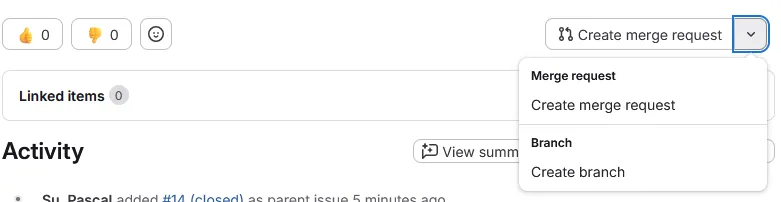 Create branch from issue