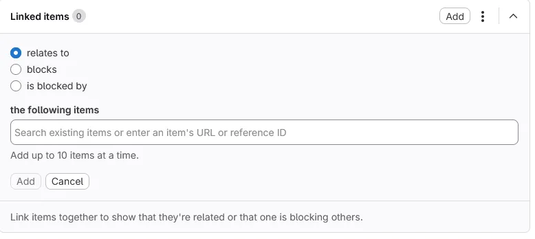 Issue relationships example